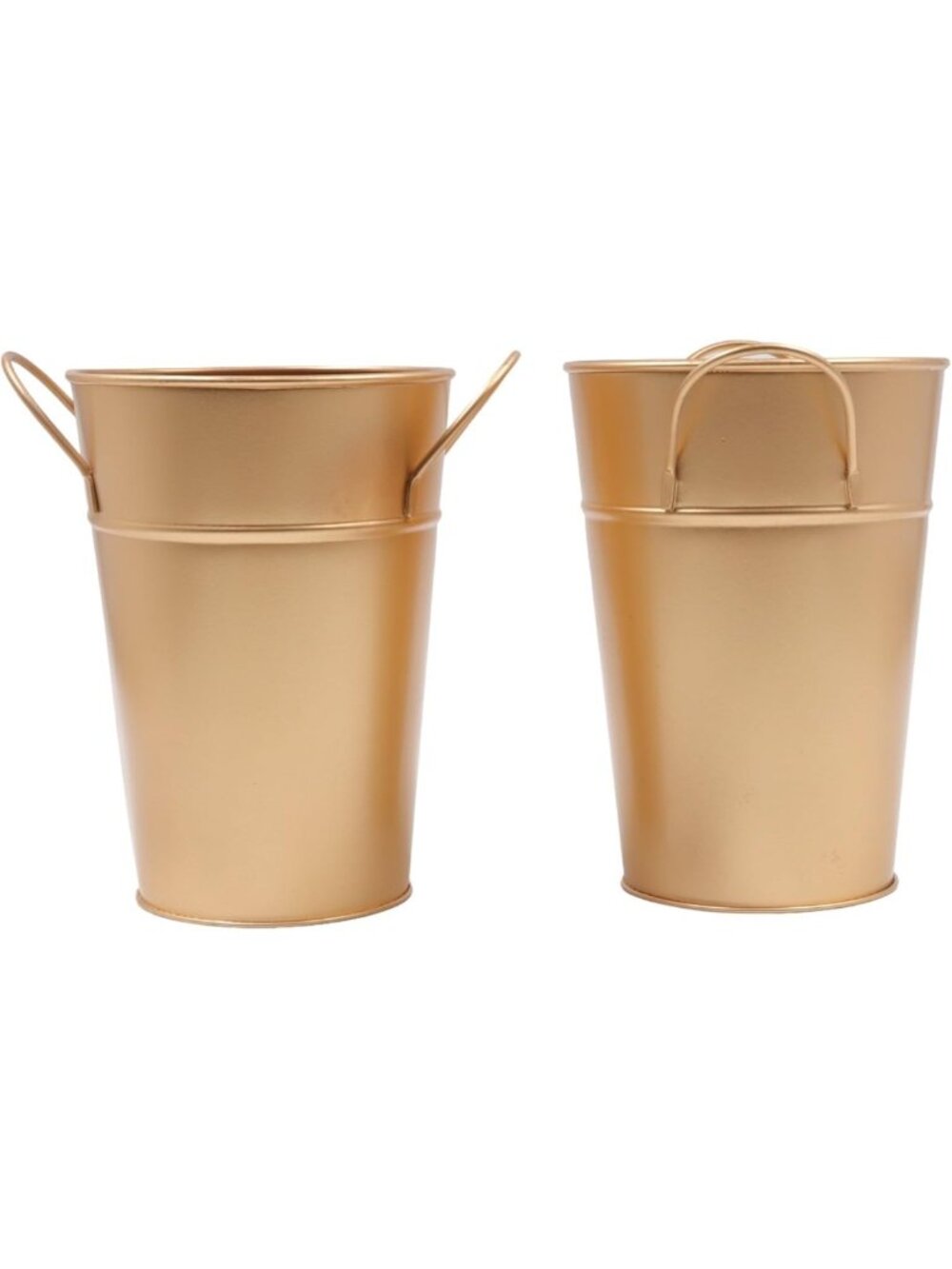 Set of 2 Gold Bucket Vases with PVC Liner - Perfect for Floral Arrangements